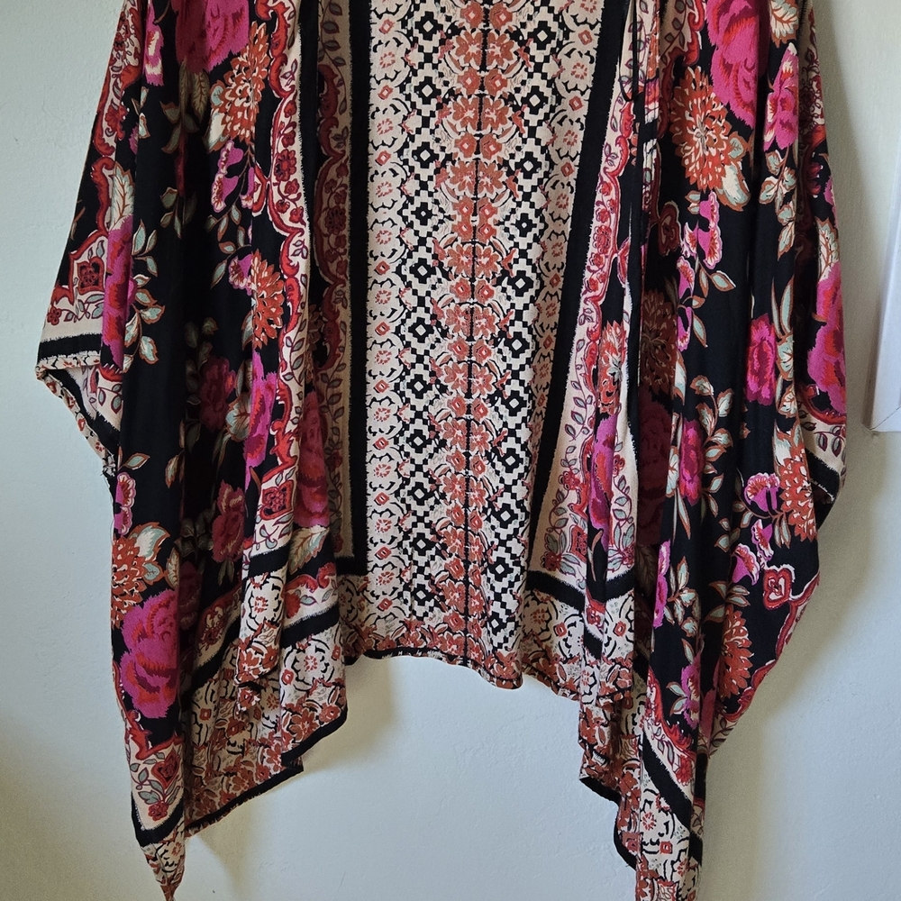 Angie Black and Pink Floral Tunic